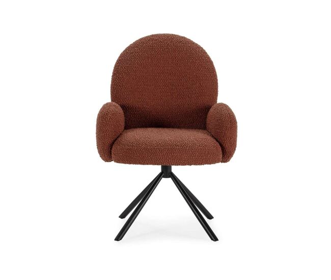 Sillón giratorio dama con brazos, tapizado en color teja 64 x 60 x 89cm