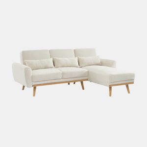 Sofá-cama de canto reversível de 3 lugares com revestimento em boucle, Oskar boucle, Branco, 225x160x85 cm