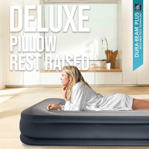 INTEX Colchão insuflável Dura-Beam Plus Deluxe Almofada Deluxe INTEX Colchão insuflável Dura-Beam Plus Deluxe Almofada Deluxe