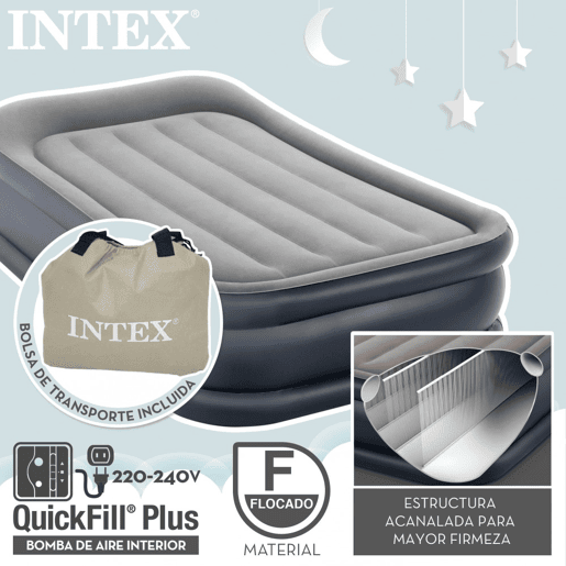 INTEX Colchão insuflável Dura-Beam Plus Deluxe Almofada Deluxe INTEX Colchão insuflável Dura-Beam Plus Deluxe Almofada Deluxe