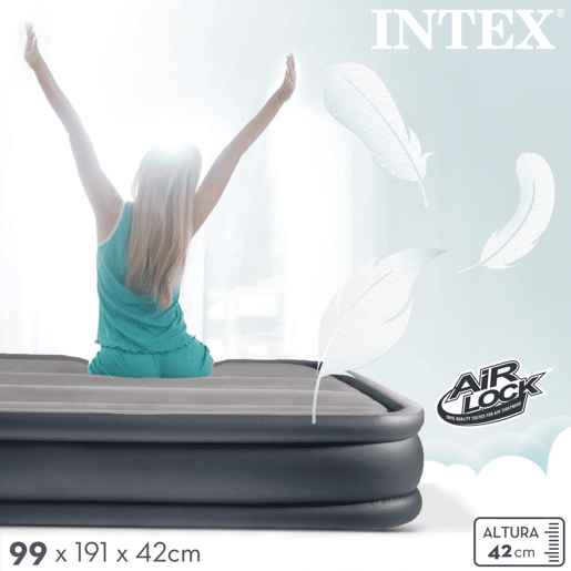 INTEX Colchão insuflável Dura-Beam Plus Deluxe Almofada Deluxe INTEX Colchão insuflável Dura-Beam Plus Deluxe Almofada Deluxe