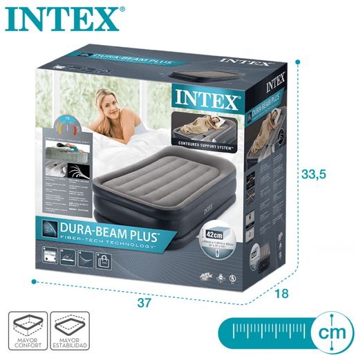 INTEX Colchão insuflável Dura-Beam Plus Deluxe Almofada Deluxe INTEX Colchão insuflável Dura-Beam Plus Deluxe Almofada Deluxe