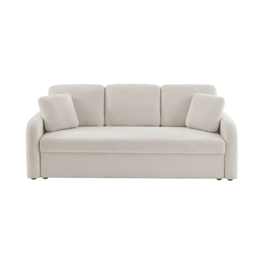 Sofá de 3 lugares com caracóis brancos, Milano, Creme, 210x85x85 cm
