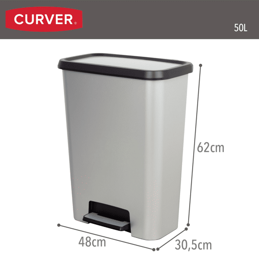 Curver Caixote do lixo Compatta 50L metalizado
