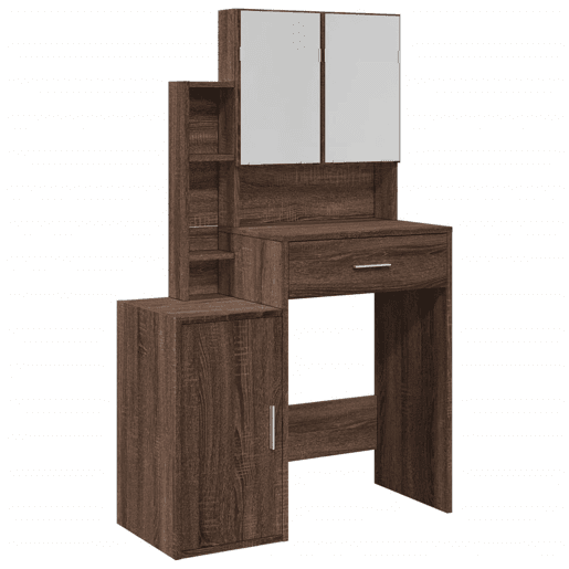 vidaXL Toucador com armário 80x35x132 cm cor carvalho castanho vidaXL Toucador com armário 80x35x132 cm cor carvalho castanho