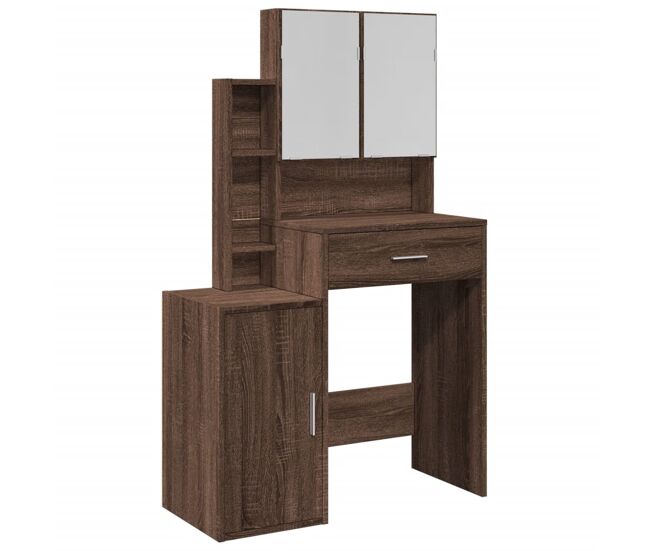 Vidaxl tocador con mueble roble marrón 80x35x132 cm
