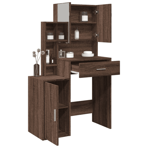 vidaXL Toucador com armário 80x35x132 cm cor carvalho castanho
