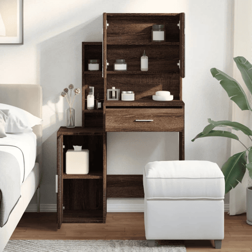 vidaXL Toucador com armário 80x35x132 cm cor carvalho castanho
