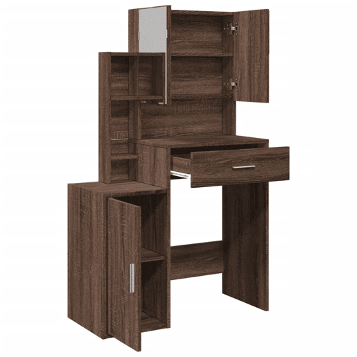 vidaXL Toucador com armário 80x35x132 cm cor carvalho castanho vidaXL Toucador com armário 80x35x132 cm cor carvalho castanho