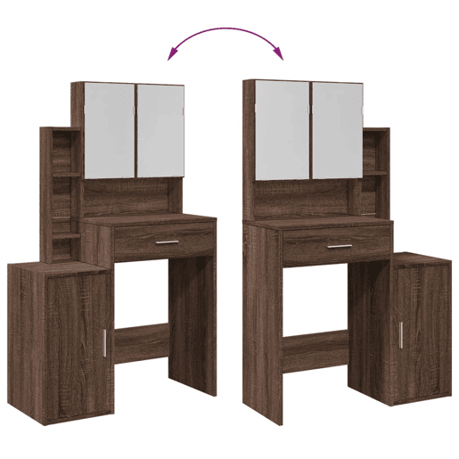 vidaXL Toucador com armário 80x35x132 cm cor carvalho castanho vidaXL Toucador com armário 80x35x132 cm cor carvalho castanho