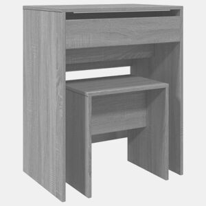 vidaXL Toucador e banco 60x40x113,5 cm cinzento sonoma