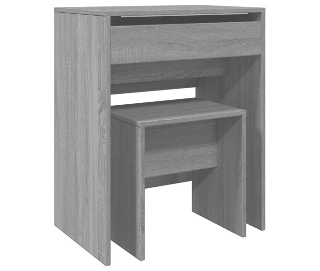 Vidaxl tocador con taburete gris sonoma 60x40x113,5 cm