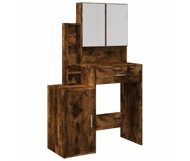 Vidaxl tocador con mueble roble ahumado 80x35x132 cm