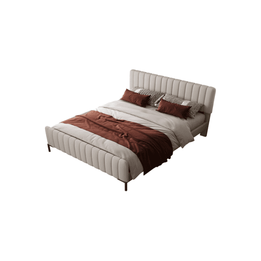 Cama de casal de linho 140x200cm,bege+cinzento