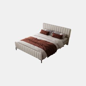 Cama de casal de linho 140x200cm,bege+cinzento
