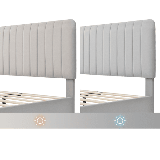 Cama de casal de linho 140x200cm,bege+cinzento