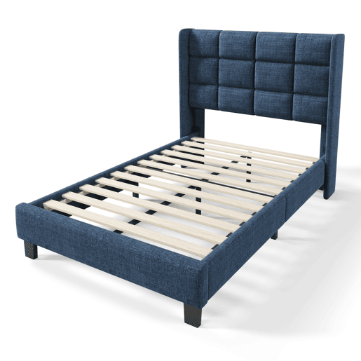 Cama de solteiro de linho 90x200cm,azul