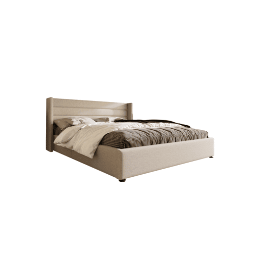 Cama de casal de linho 180x200cm com armazenamento,bege