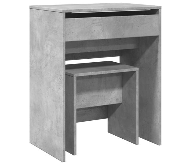 Vidaxl tocador con taburete gris hormigón 60x40x113,5 cm