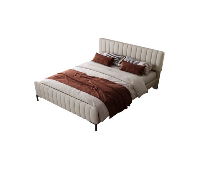 Cama de matrimonio de lino 140x200cm,beige+gris