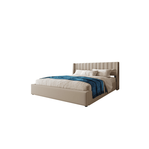 Cama de casal de linho 160x200cm com armazenamento,bege