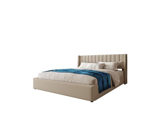 Cama de matrimonio de lino 160x200cm con almacenaje,beige