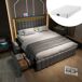 Cama de matrimonio de lino con 4 cajónes 149x209 Cama de matrimonio de lino con 4 cajónes 149x209 Gris
