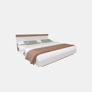 Cama de casal de madeira maciça 140x200cm,branco+madeira