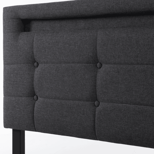 Cama de casal de linho 140x200cm com luz LED,4 gavetas,cinzento