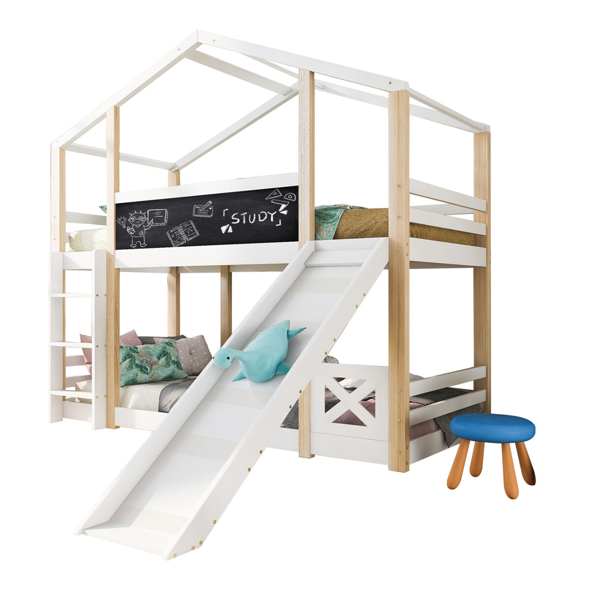 Litera cabaña infantil de madera maciza