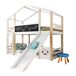 Litera cabaña infantil de madera maciza Litera cabaña infantil de madera maciza Natural/ Blanco