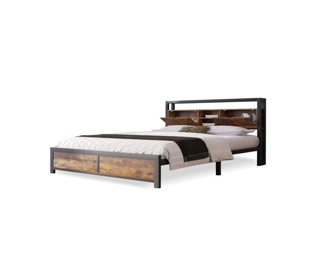 Cama de matrimonio de metal 140x200cm,natural