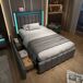 Cama individual de lino con 2 cajones Cama individual de lino con 2 cajones Gris