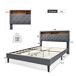 Cama de matrimonio de madera maciza Cama de matrimonio de madera maciza Gris