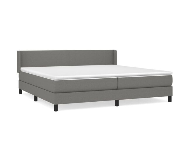 Cama box spring con colchón tela gris oscuro 200x200 cm diseño plano