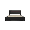 Cama de casal de linho 140x200cm com luz LED,4 gavetas,preto