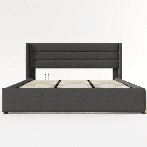 Cama de casal de linho 180x200cm com armazenamento,cinzento