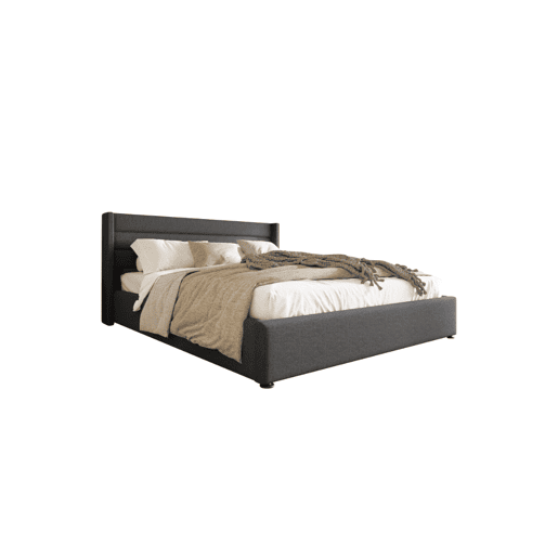 Cama de casal de linho 140x200cm com armazenamento,cinzento