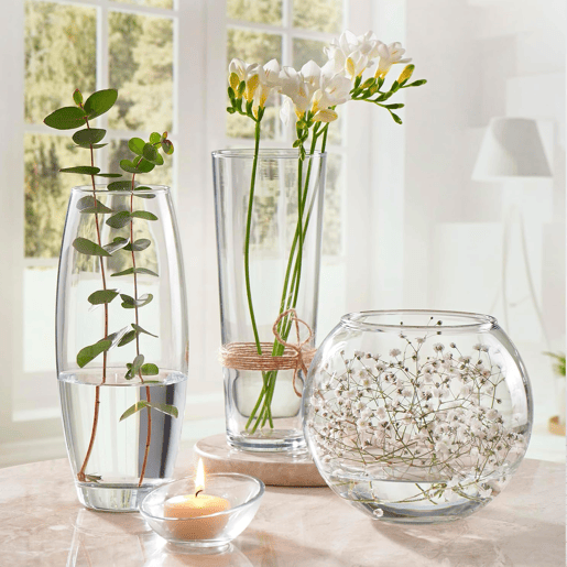 WELL HOME - Vaso curvo de vidro transparente Ø11x26cm - acessório de decoração para casa