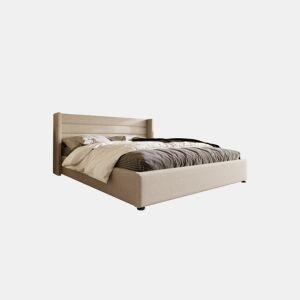 Cama de casal de linho 160x200cm com armazenamento,bege