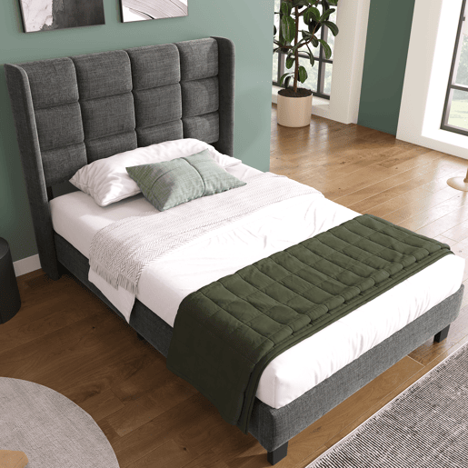 Cama de solteiro de linho 90x200cm,cinzento Cama de solteiro de linho 90x200cm,cinzento