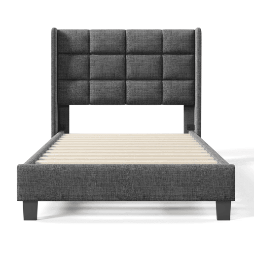 Cama de solteiro de linho 90x200cm,cinzento Cama de solteiro de linho 90x200cm,cinzento
