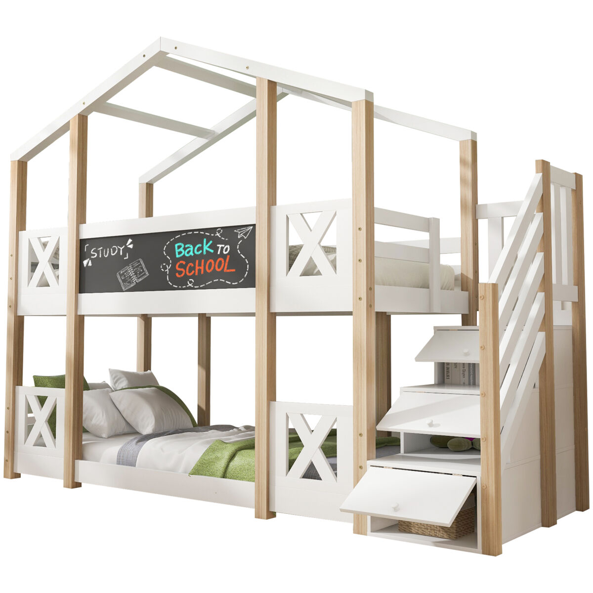 Litera cabaña infantil de madera maciza