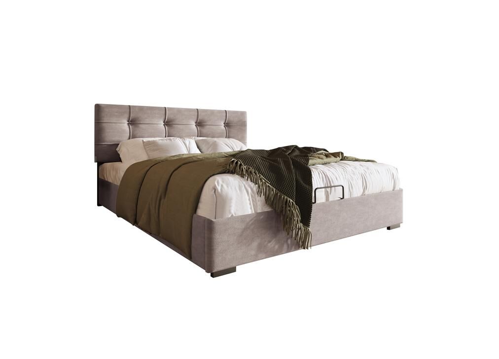 Cama individual de terciopelo con almacenaje