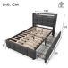 Cama individual de lino con 2 cajónes 94x220 Cama individual de lino con 2 cajónes 94x220 Gris
