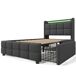 Cama individual de lino con 2 cajónes 94x220 Cama individual de lino con 2 cajónes 94x220 Gris