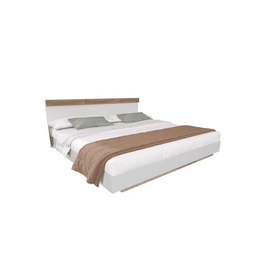 Cama de casal de madeira maciça 160x200cm,branco+madeira