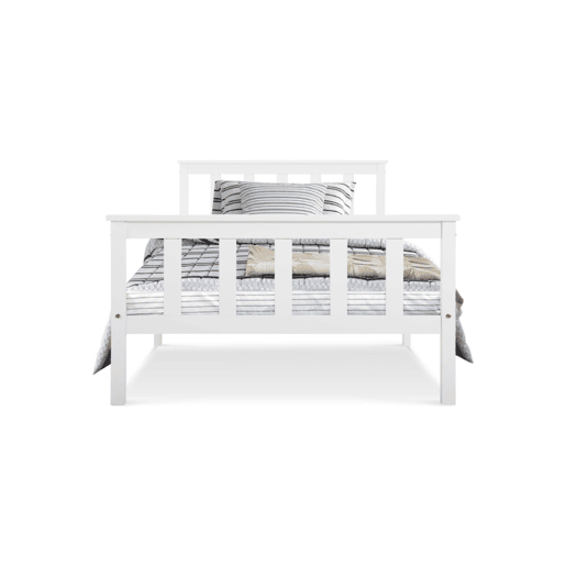 Cama de solteiro de madeira de pinho 90x200cm,branco