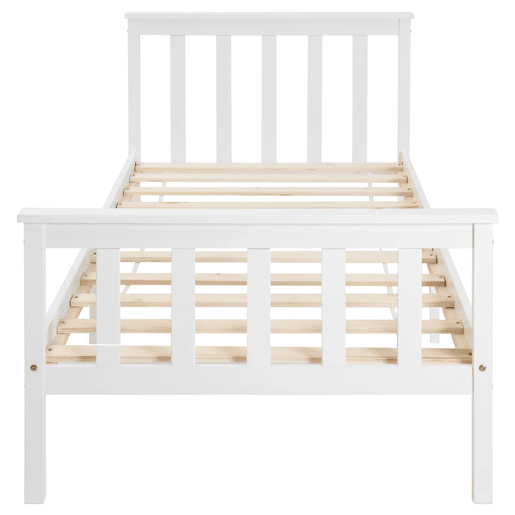 Cama de solteiro de madeira de pinho 90x200cm,branco