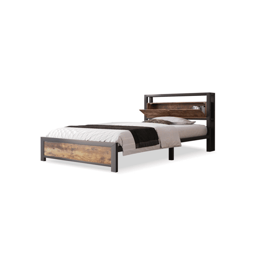 Cama de solteiro de metal 90x200cm,natural
